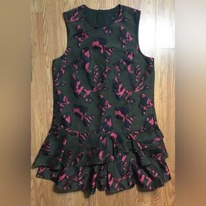 Banana Republic Green & Pink Ruffle Mini / A-Line Dress Size 10 NWOT